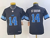 Youth Detroit Lions #14 Amon Ra St Brown Limited Black 2024 FUSE Vapor Jersey,baseball caps,new era cap wholesale,wholesale hats